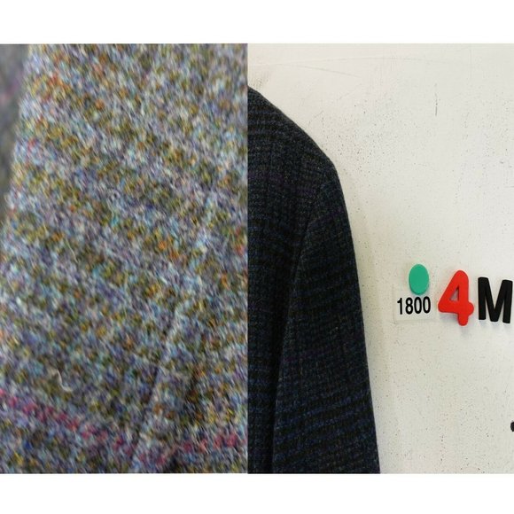 WOOLRICH Plaid Suit 42 Large Mens Wool Black Tweed Blazer Coat Notched Collar - Picture 12 of 12